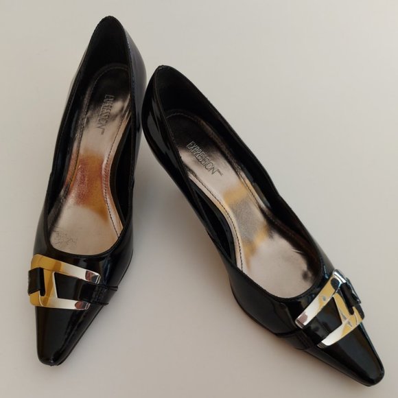 Black Patent Heels With Silver Buckle - Picture 10 of 13